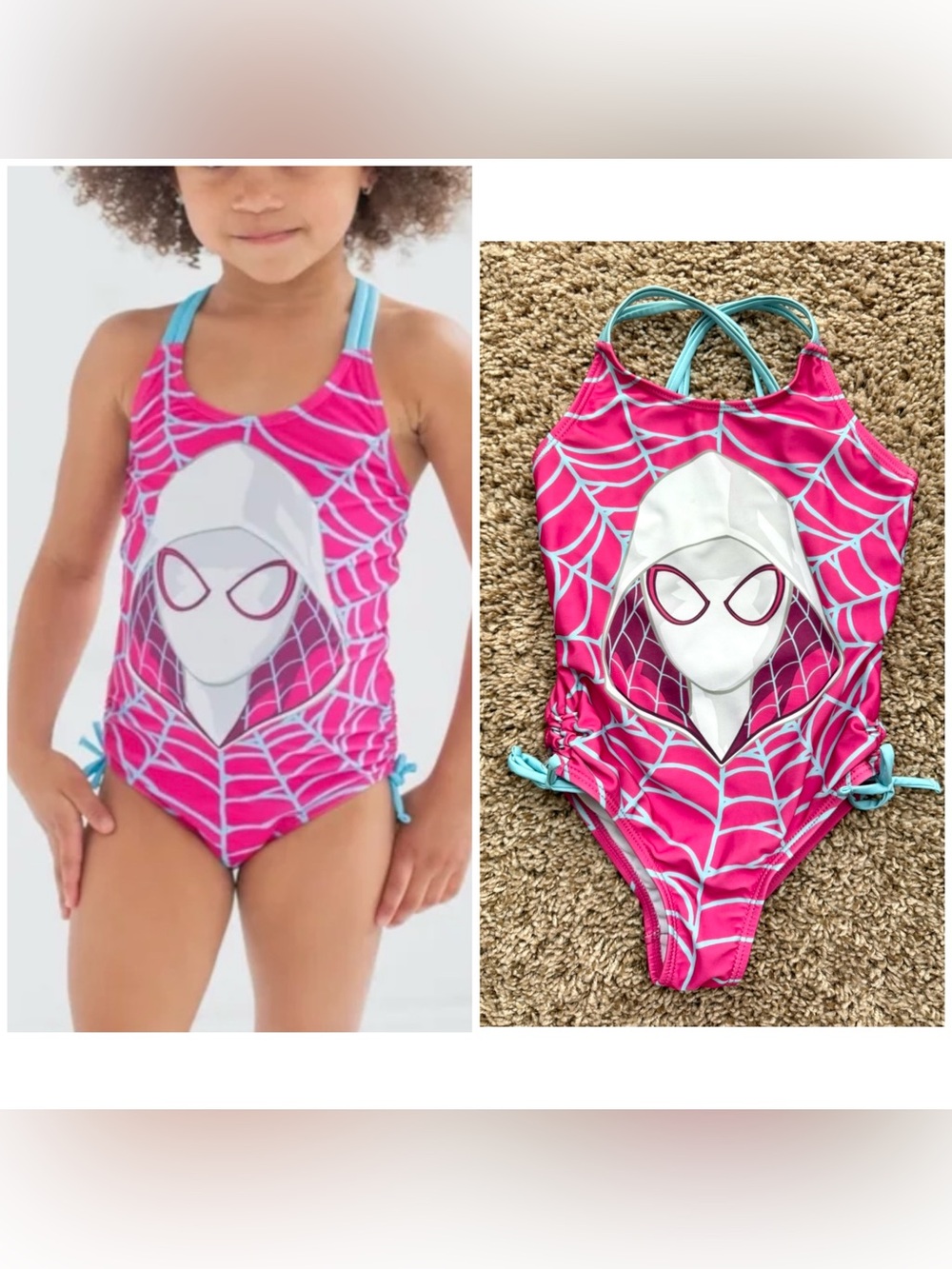 Marvel Spider-Gwen Ghost-Spider Girls 4T Pink One Piece Swimsuit
